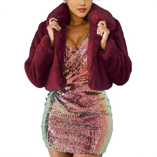 Damen Luxuriöse Kunstpelzjacke im eleganten Cropped-Design Heidi-Mode