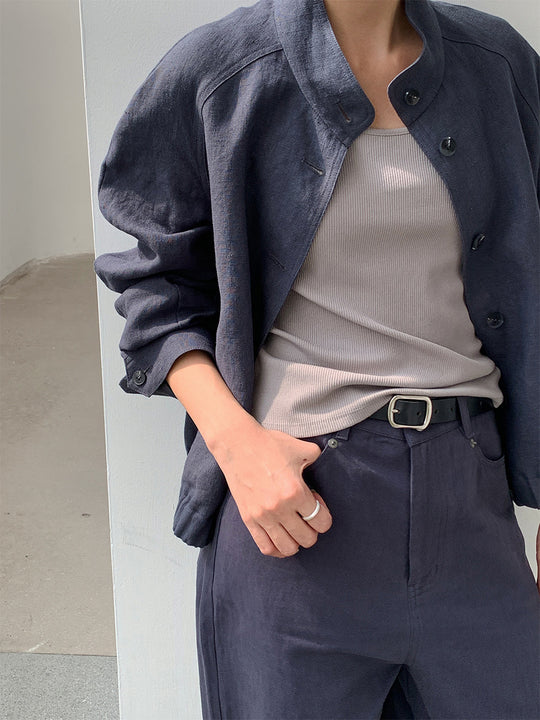 Damen lässige Jacke mit Knopfleiste und elastischem Bund Heidi-Mode
