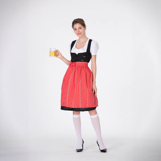 Damen Trachtenkleid mit eleganter Schürze und verspielten Rüschenkanten Heidi