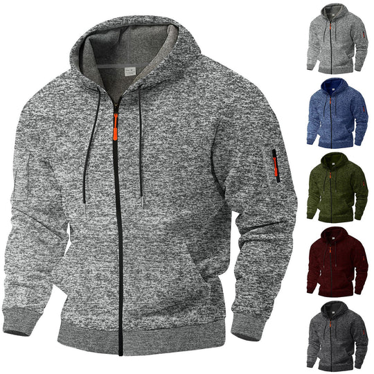 Herren sportlicher Kapuzenpullover mit atmungsaktiver Struktur und farblich abgesetzten Reißverschluss-Details Heidi-Mode