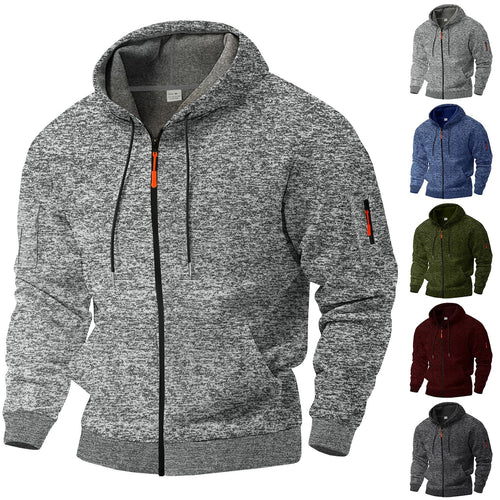 Herren sportlicher Kapuzenpullover mit atmungsaktiver Struktur und farblich abgesetzten Reißverschluss-Details Heidi-Mode