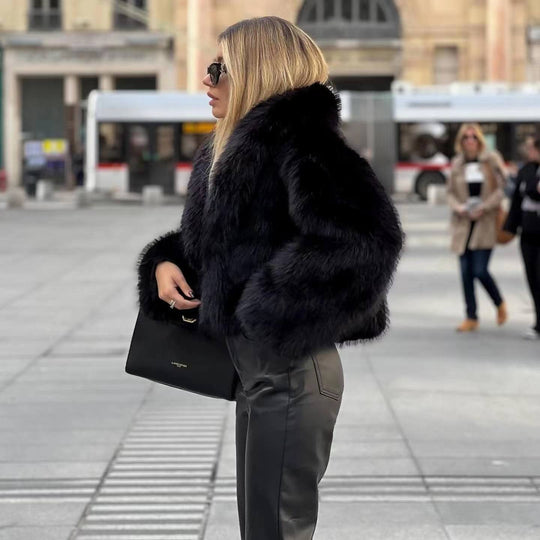 Heidi-Mode | Elegante Pelzjacke für Frauen Warm, Weich und Luxuriös, Stilvoll und Gemütlich, Polyester