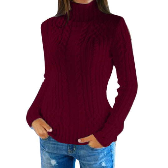 Damen Pullover mit Stehkragen und strukturiertem Strickdesign Heidi-Mode