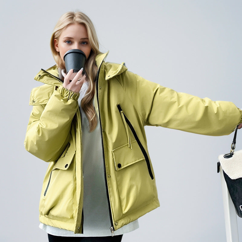 Damen sportliche Übergangsjacke mit vielfältigen Taschen und verstellbarem Kragen Heidi-Mode