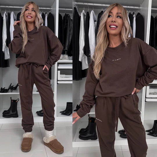Damen Sportliches Loungewear-Set mit lockerem Schnitt und praktischen Taschen Heidi-Mode