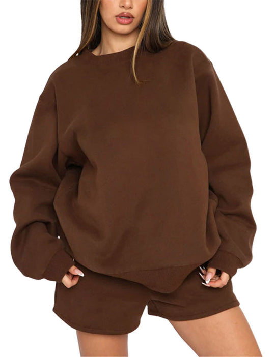Damen Kuscheliger Sweatshirt und kurze Hose Set Heidi-Mode