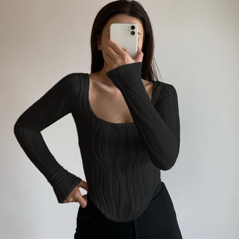 Damen Langarmshirt mit Wellenmuster Heidi-Mode