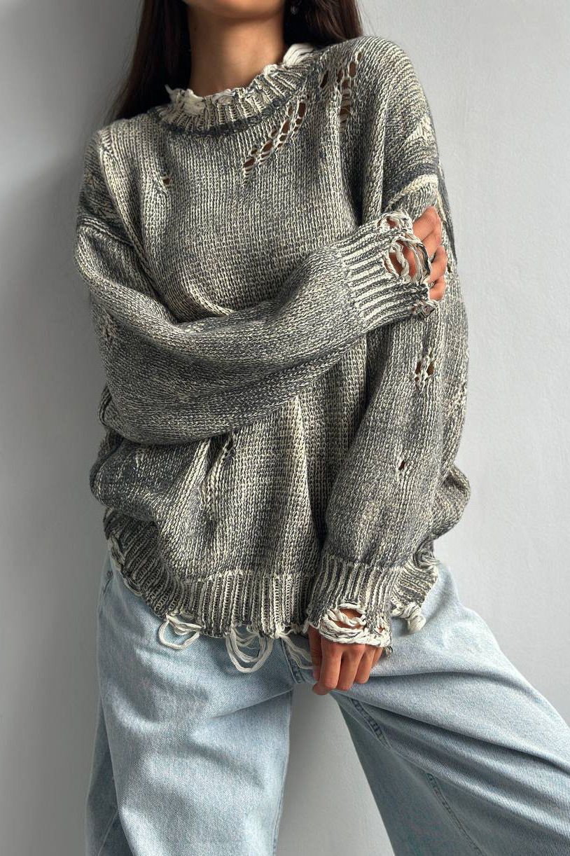 Heidi-Mode | Lockerer Lässiger Hohler Strickpullover Oberbekleidung