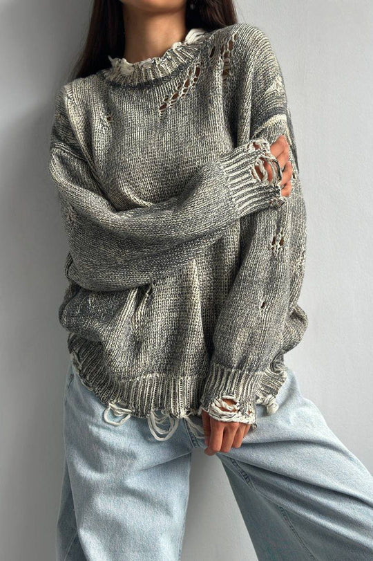 Heidi-Mode | Lockerer Lässiger Hohler Strickpullover Oberbekleidung