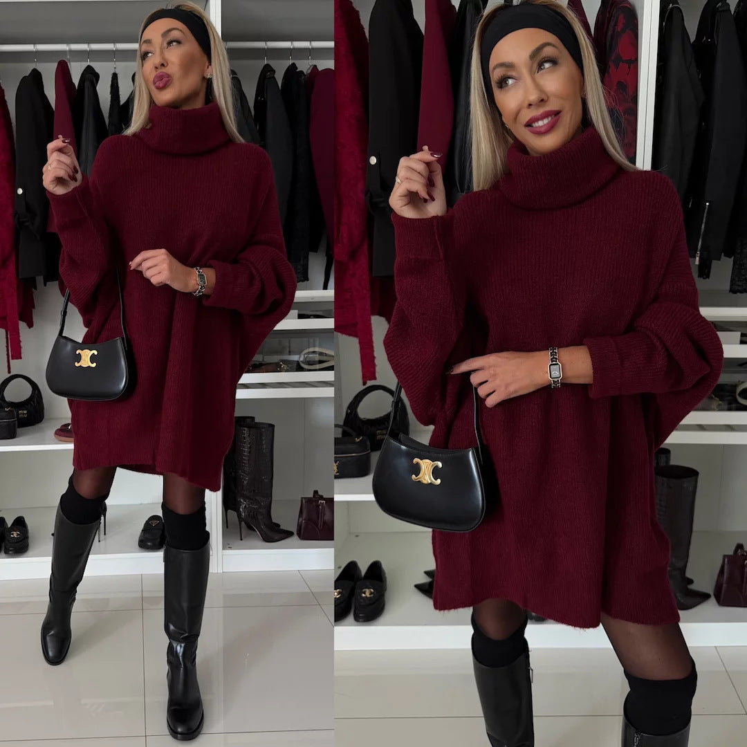 Damen Oversized Rollkragenpullover aus hochwertigem Strick Heidi-Mode