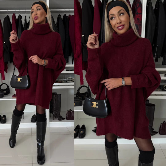 Damen Oversized Rollkragenpullover aus hochwertigem Strick Heidi-Mode