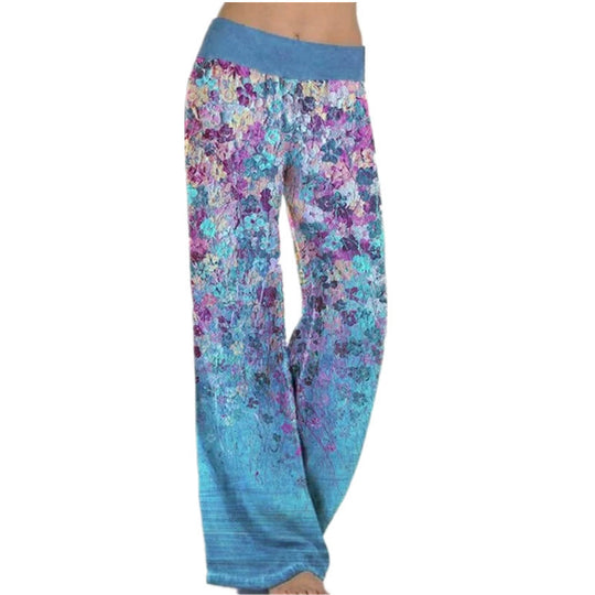 Damen weite Sommerhose mit floralem Design und elastischem Bund Heidi-Mode