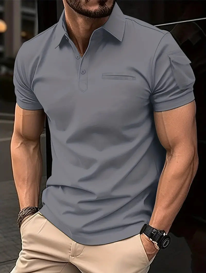 Herren Polohemd mit praktischem Reißverschluss und Brusttasche Heidi-Mode