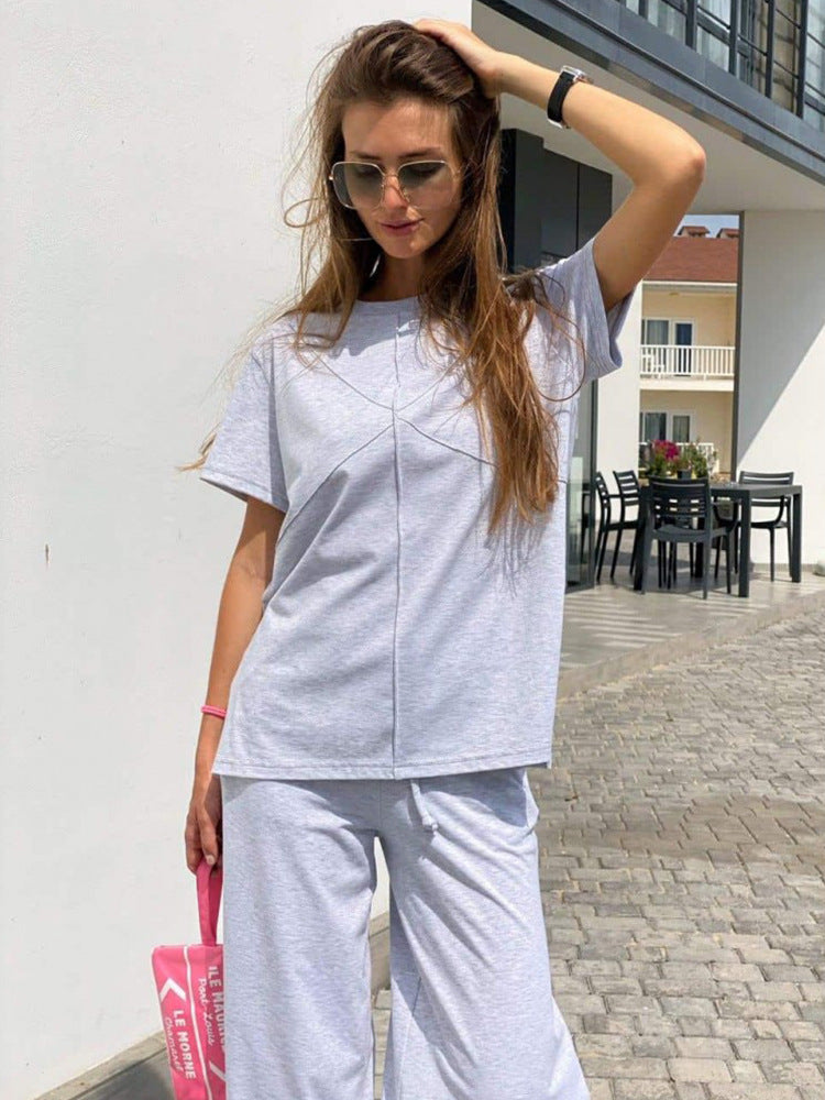 Damen lässiges Lounge-Set mit oversize Oberteil und weiten Hosen Heidi-Mode