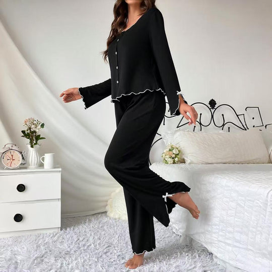 Damen Schlafanzug-Set mit eleganten Spitzenverzierungen Heidi-Mode