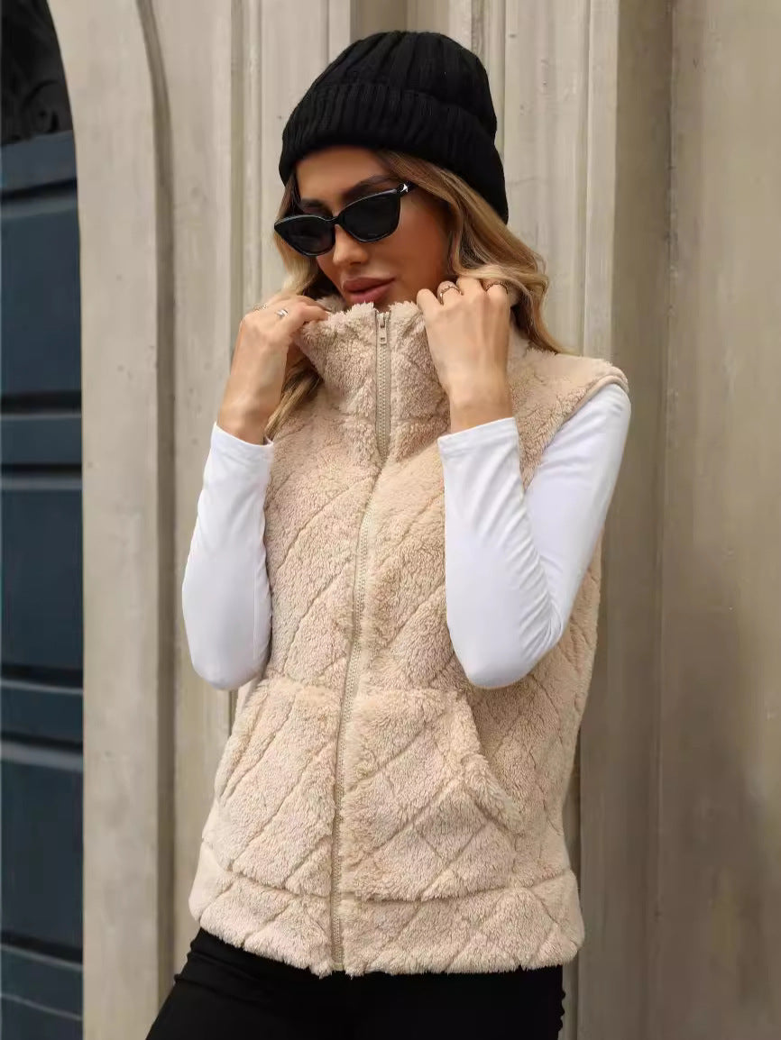 Damen Kuschelige Fleece-Weste mit Kapuze Heidi-Mode