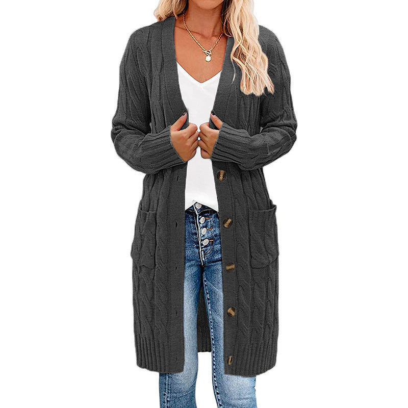 Damen Strickjacke mit Kabelmuster und Taschen Heidi-Mode