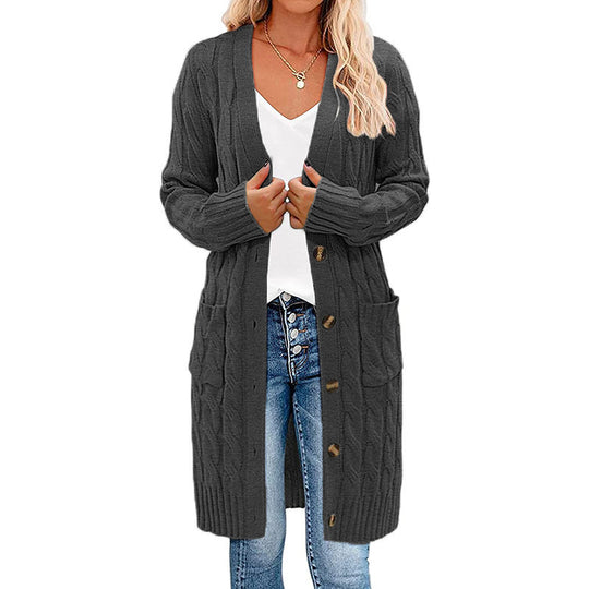Damen Strickjacke mit Kabelmuster und Taschen Heidi-Mode