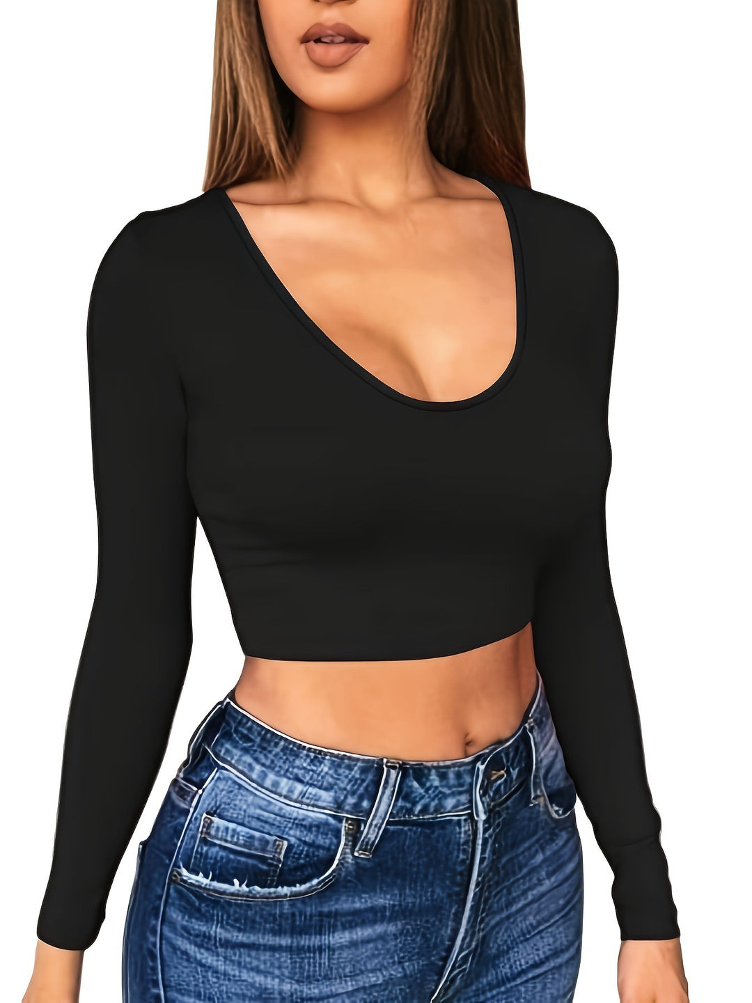 Damen Langarm Crop Top Heidi-Mode
