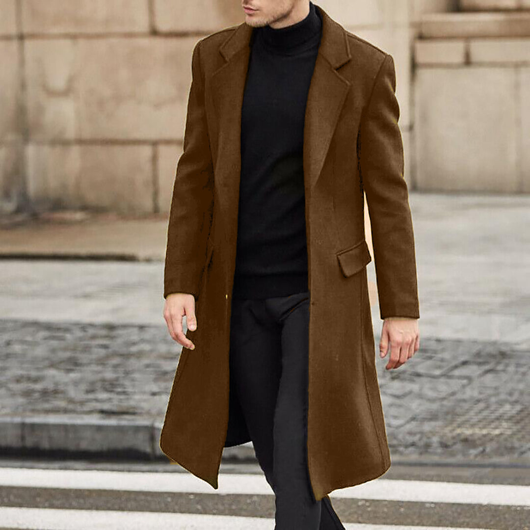Herren eleganter lang geschnittener Wollmantel Heidi-Mode