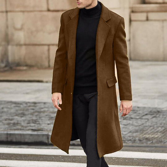 Herren eleganter lang geschnittener Wollmantel Heidi-Mode