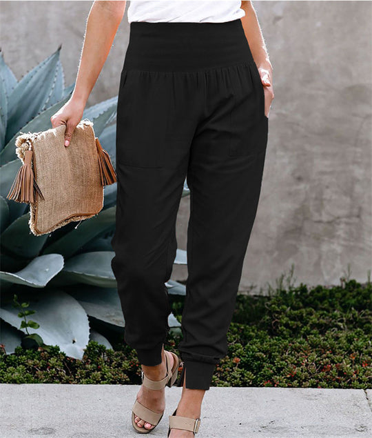 Damen bequem geschnittene Jogger-Hose mit seitlichen Taschen und Gummizug Heidi-Mode