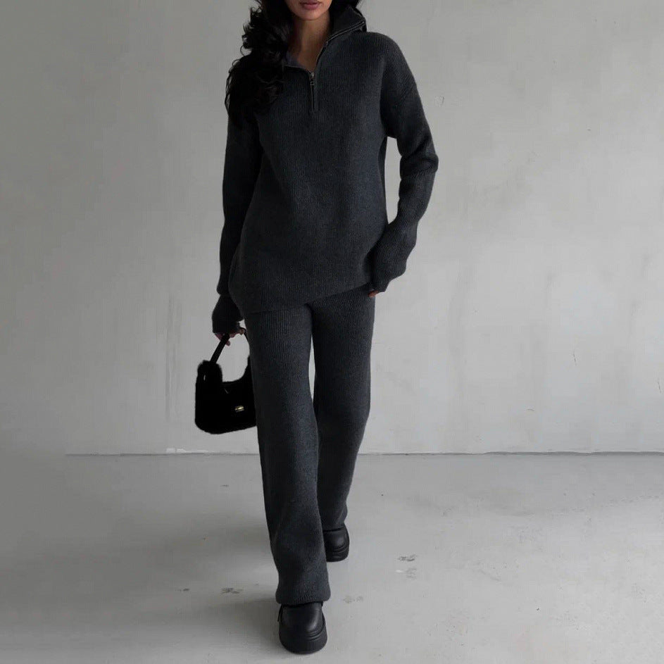 Damen kuscheliger Oversized Pullover mit kurzem Reißverschluss Heidi-Mode