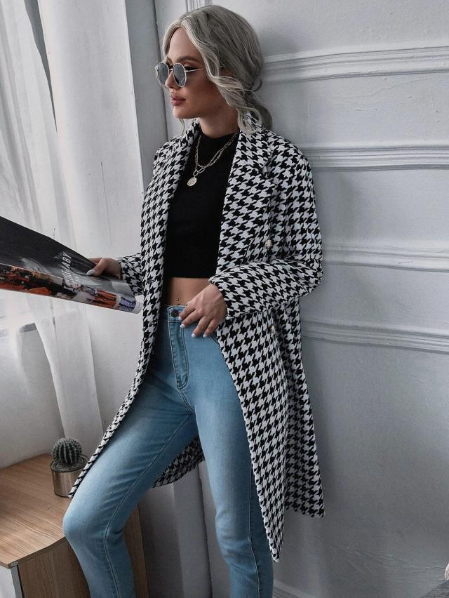 Damen Karierter Longblazer mit elegantem Schnitt Heidi-Mode