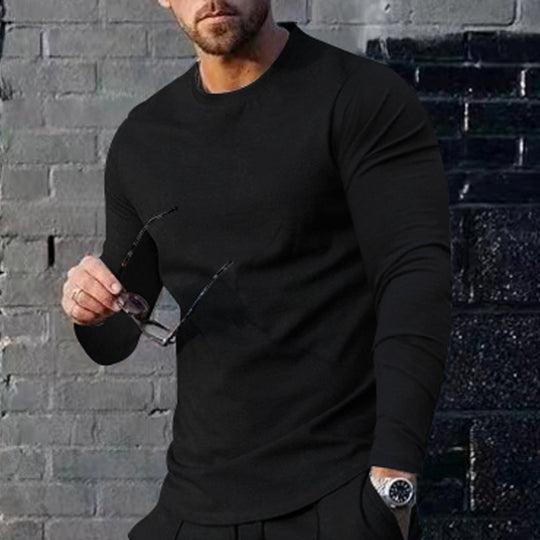 Herren hochwertiges Langarmshirt mit stylishem Rundhalsund und weicher Baumwollmischung Heidi-Mode