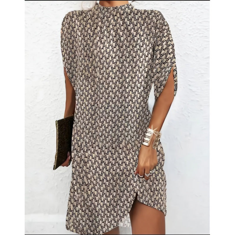 Heidi-Mode | Chic Fashion Lockere Fledermausärmel Rundhals Kleid