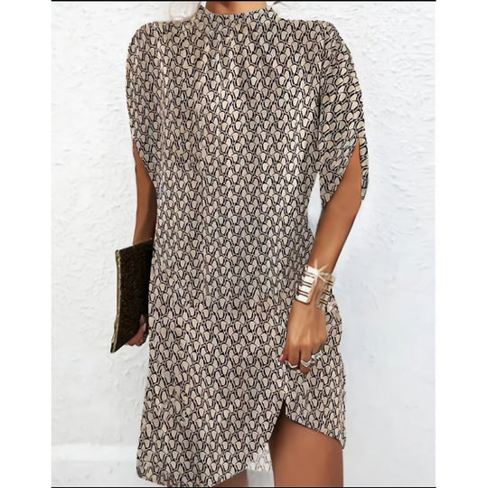 Heidi-Mode | Chic Fashion Lockere Fledermausärmel Rundhals Kleid
