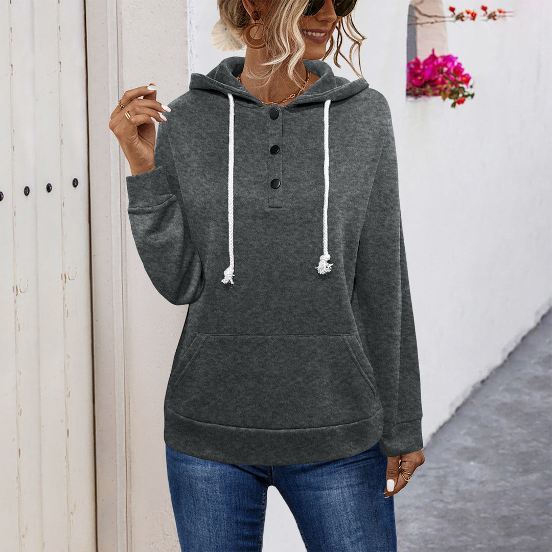 Damen Hoodie mit Knopfleiste und lässigem Schnitt Heidi-Mode