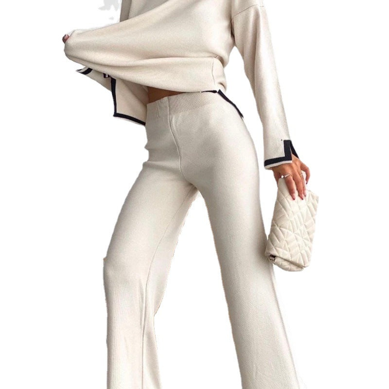 Damen entspannendes Loungewear-Set mit kontrastierenden Saumdetails Heidi-Mode