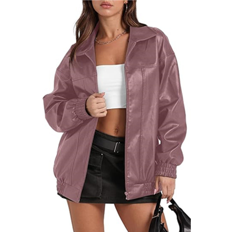 Damen lässige Oversize-Jacke mit elastischen Bündchen und praktischen Taschen Heidi-Mode