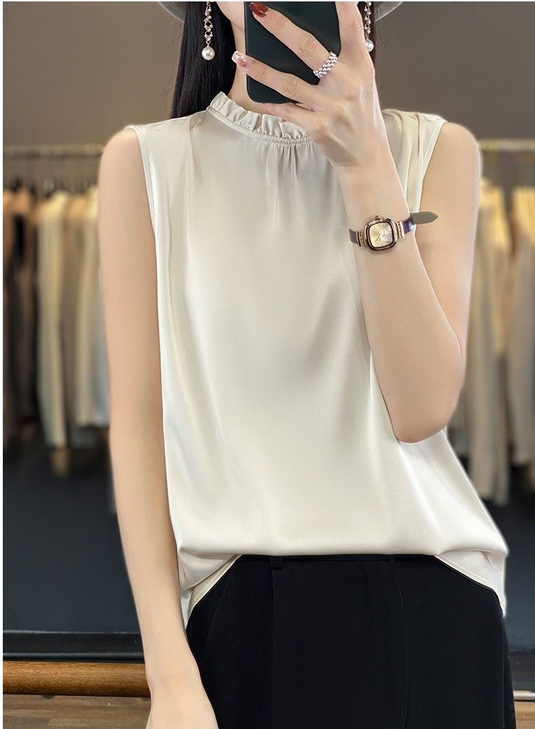 Heidi-Mode | Loose Retro Stil Leinen Unterhemd Catherine'S