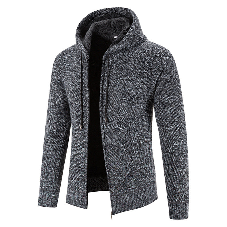 Herren Strickjacke mit moderner Kapuze und strukturiertem Design Heidi-Mode