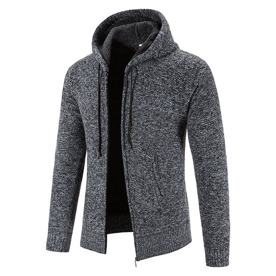 Herren Strickjacke mit moderner Kapuze und strukturiertem Design Heidi-Mode