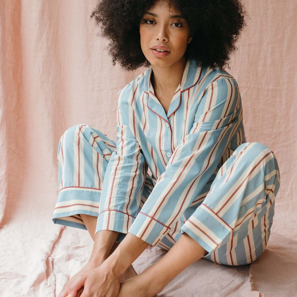 Damen Pyjama-Set mit modischem Streifenmuster Heidi-Mode