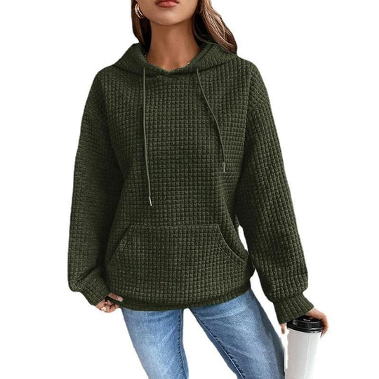 Damen lässiger Hoodie mit strukturierter Oberfläche und praktischer Kängurutasche Heidi-Mode