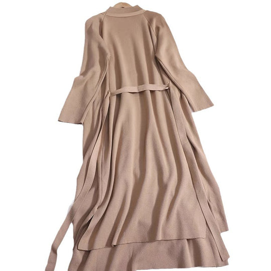 Damen eleganter Longmantel mit asymmetrischem Schnitt und hohem Kragen Heidi-Mode