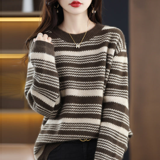 Damen gemusterter Strickpullover Heidi-Mode