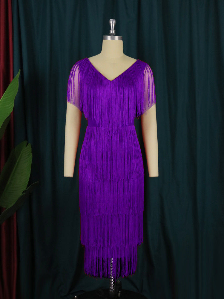 Damen Fransen Kleid Heidi-Mode