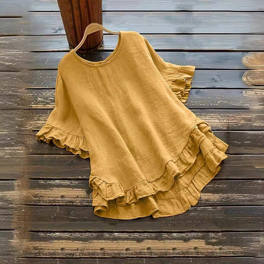 Damen lässiges Oberteil mit Rüschendetails und weit geschnittenem Design Heidi-Mode