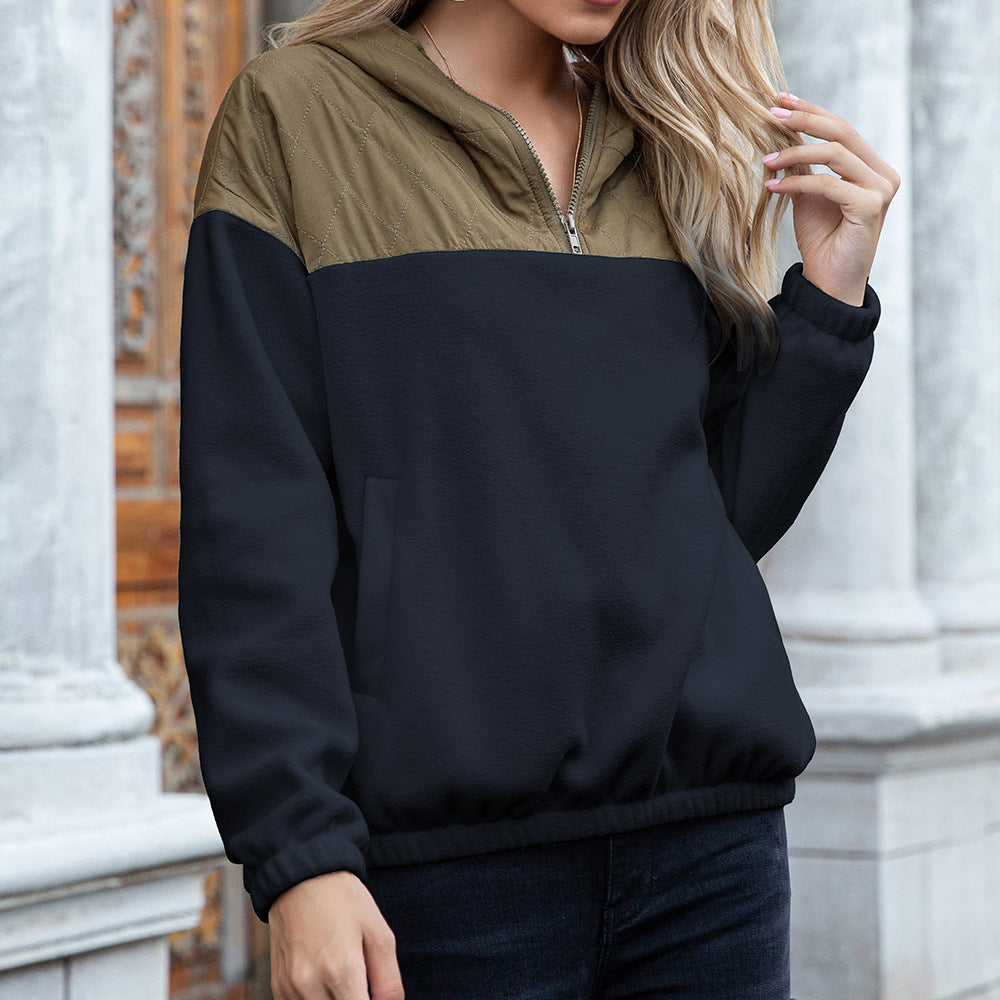 Damen kuschelige Fleecejacke mit Kapuze und praktischen Taschen Heidi-Mode