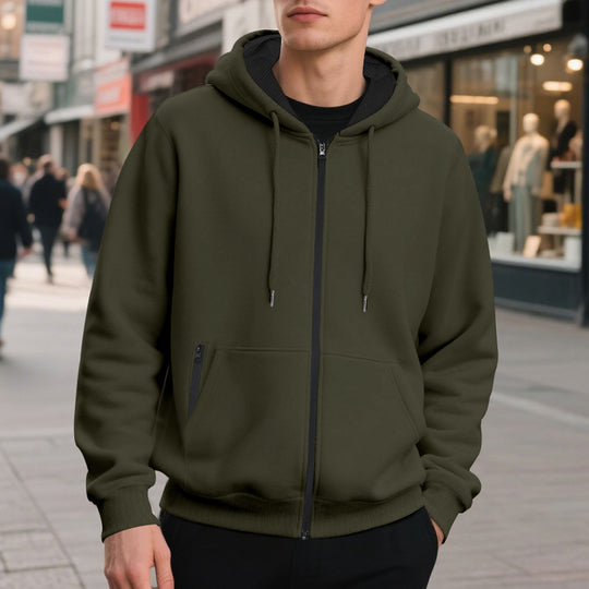 Herren Kapuzenjacke mit leichtem Reißverschluss und praktischen Taschen Heidi-Mode