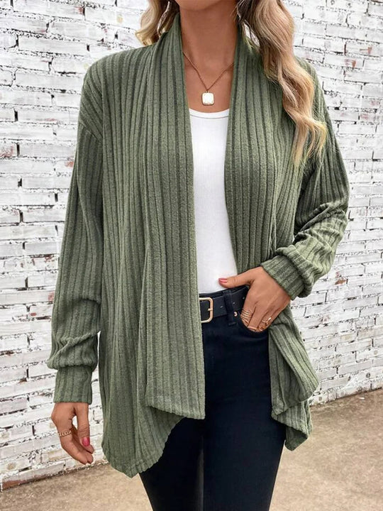 Damen angesagte Strickjacke mit strukturiertem Design und offenem Schnitt Heidi-Mode