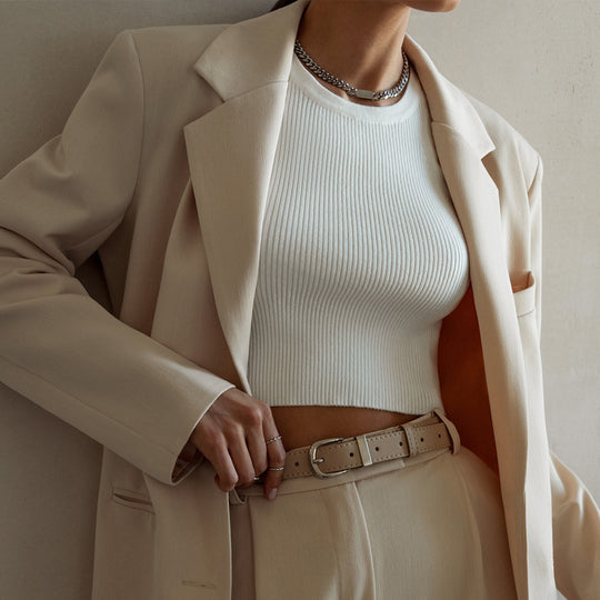 Damen Kurzarmpullover mit Rippenstruktur Heidi-Mode