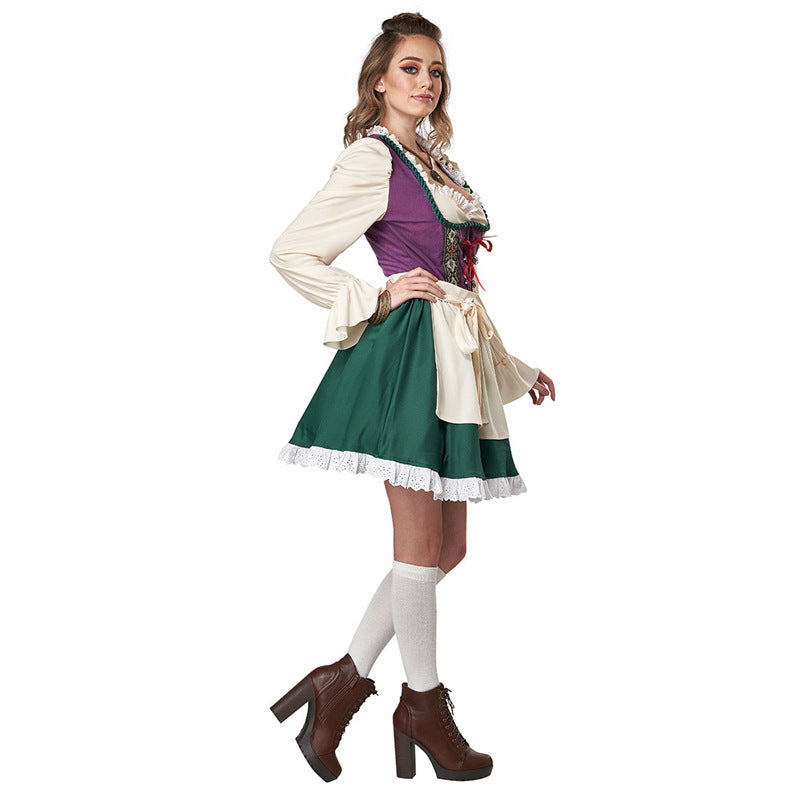 Damen Trachtenkleid mit romantischen Rüschendetails und elegantem Gürtel Heidi