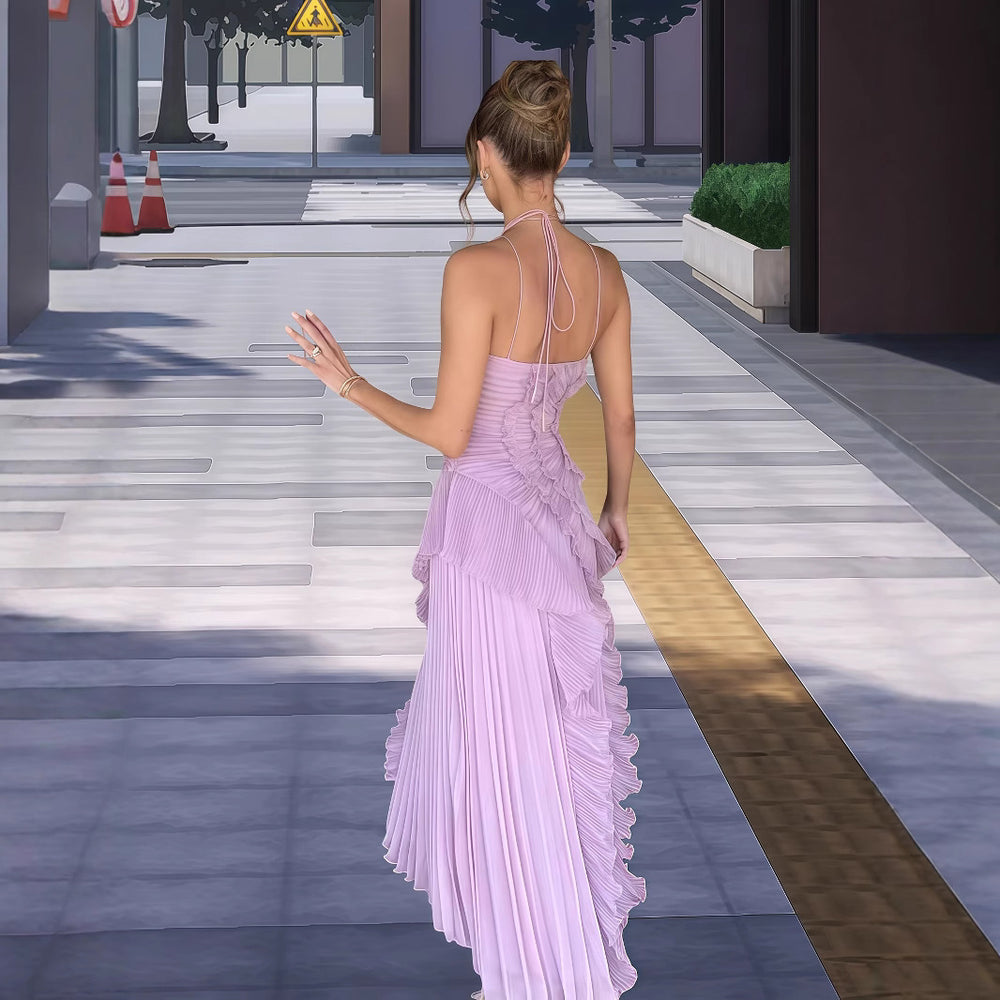 Damen Elegantes Wickelkleid mit plissierten Rüschen und asymmetrischem Saum Heidi-Mode