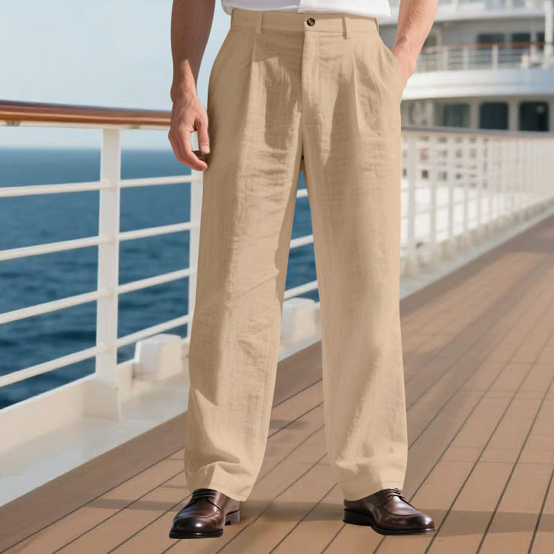 Herren elegante Freizeit-Hose mit weichem Stoff und weitem Schnitt Heidi-Mode